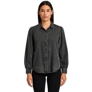 RAILS Angelica Button-Up Shirt Black Acid Wash Size Large
